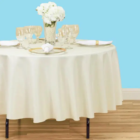 90 inch round polyester tablecloth baby hunter ivory