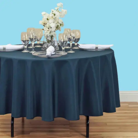 90 inch round polyester tablecloth baby navy blue