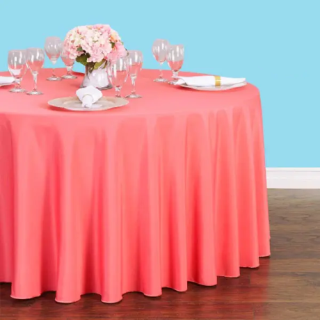 90 inch round polyester tablecloth coral