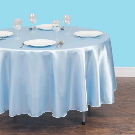 90 inch round satin tablecloth baby blue