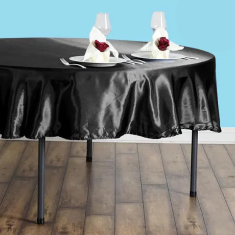 90 inch round satin tablecloth black 1