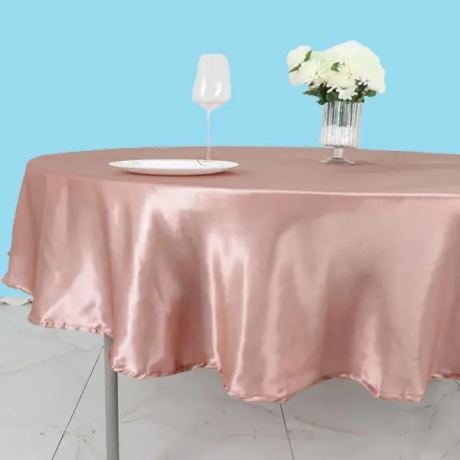 90 inch round satin tablecloth dusty rose 1