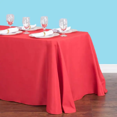 Inches rectangular polyester tablecloth red
