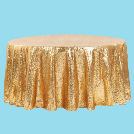 Round sequin tablecloth gold
