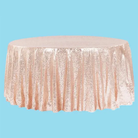 Round sequin tablecloth rose gold