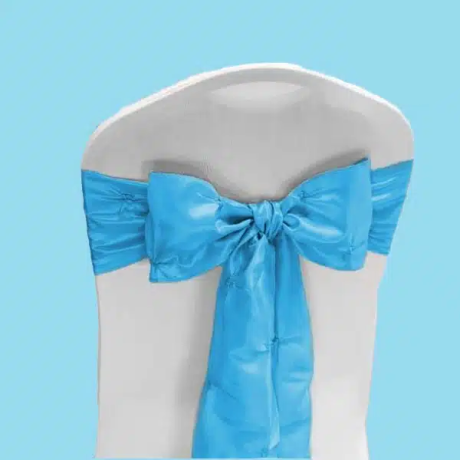 Satin chair sash caribbean blue